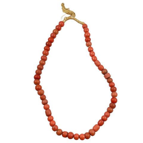 Antique Orange Glass African Trade Beads Necklace
