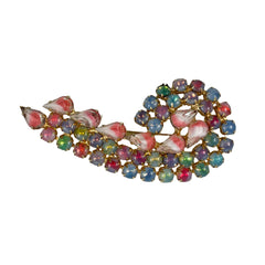 Large Fancy Rhinestone Paisley Brooch 1960's