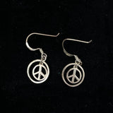 Sterling Silver Peace Sign Earrings  Vintage