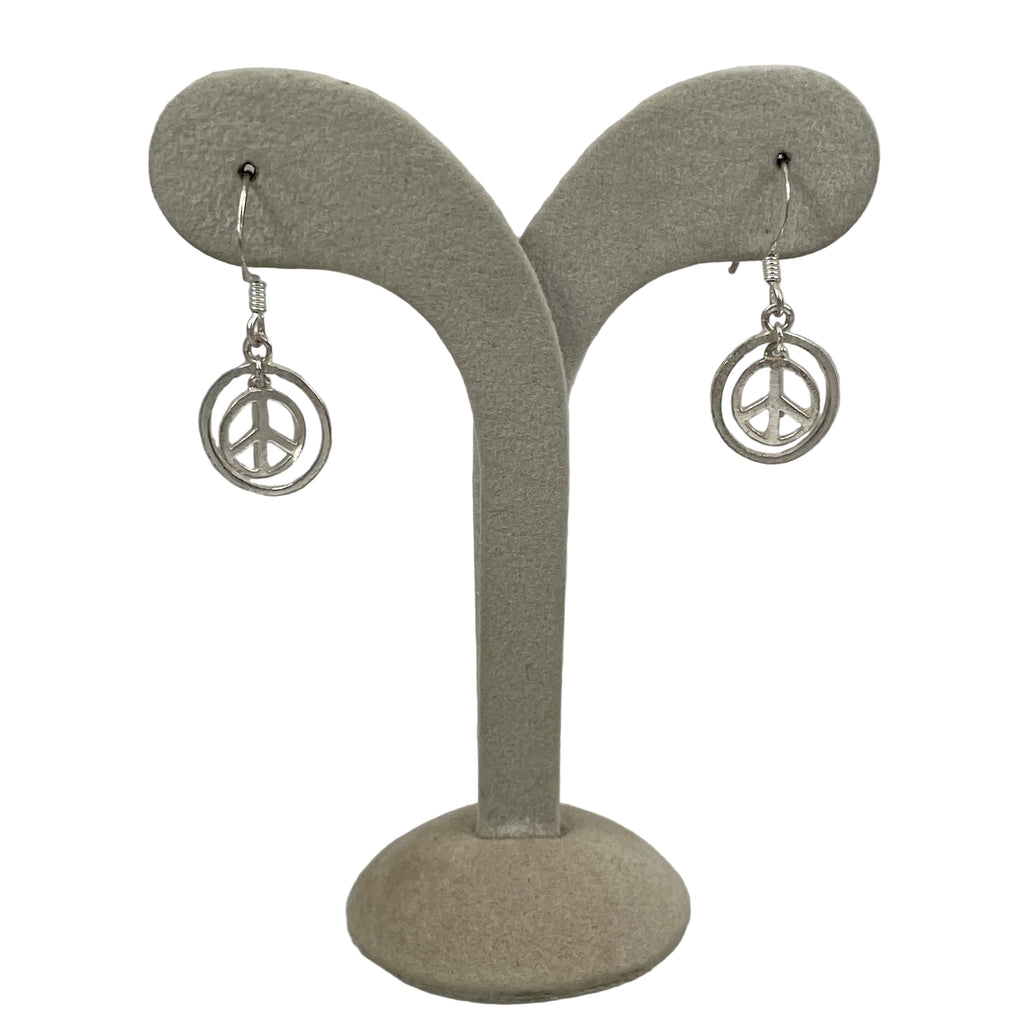 Sterling Silver Peace Sign Earrings  Vintage
