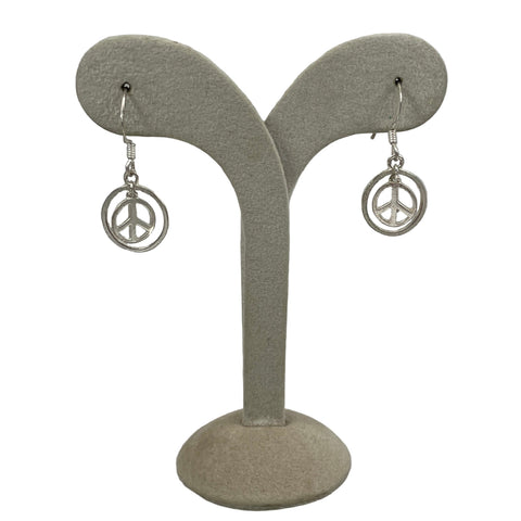 Sterling Silver Peace Sign Earrings  Vintage