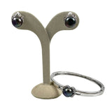 Peacock Pearl CZ Bracelet Earring Set 14K GP