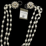 White Pearl & Rhinestone Beads Swag- D Stevens