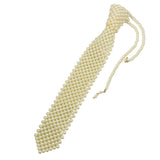 White Pearl Beaded Tie Necklace Vintage