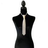 White Pearl Beaded Tie Necklace Vintage