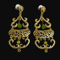 Gold and Peridot Vintage Chandelier Earrings