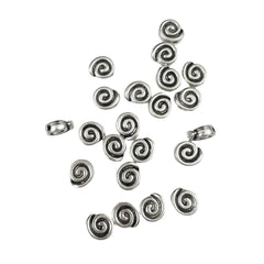 Silver Plated 9mm Spiral Snail Beads (12)