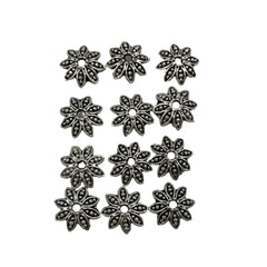Silver Plated Bead Caps Floral Leaf 14mm