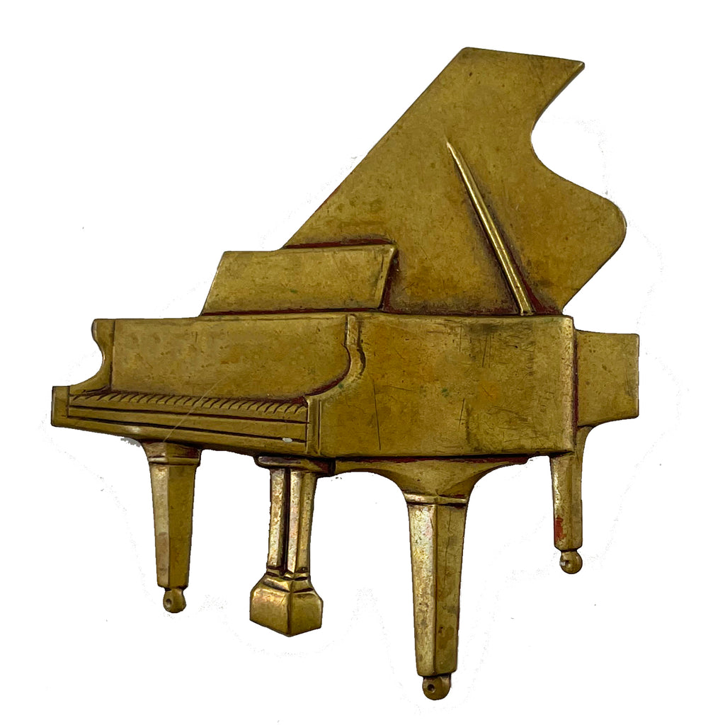 Brass Grand Piano Brooch Vintage