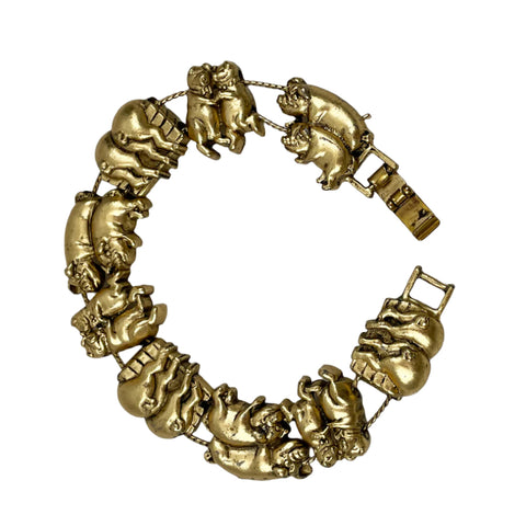 Gold Pig Slide Vintage Bracelet