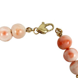 Angel Skin Pink Coral Graduated Necklace Vintage 14K Gold Heart Clasp