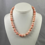 Angel Skin Pink Coral Graduated Necklace Vintage 14K Gold Heart Clasp