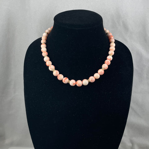Angel Skin Pink Coral Graduated Necklace Vintage 12mm