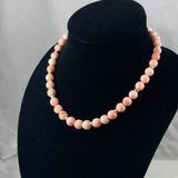 Angel Skin Pink Coral Graduated Necklace Vintage 14K Gold Heart Clasp