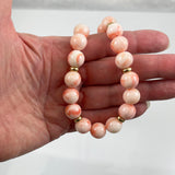 Angel Skin Pink Coral Graduated Necklace Vintage 14K Gold Heart Clasp
