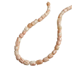 Angel Skin Coral Carved Tulip Beads (12)