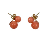 Pink Coral & 14K Gold Vintage Earrings