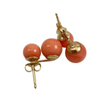 Pink Coral & 14K Gold Vintage Earrings