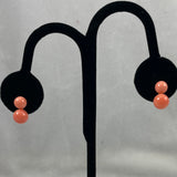 Pink Coral & 14K Gold Vintage Earrings