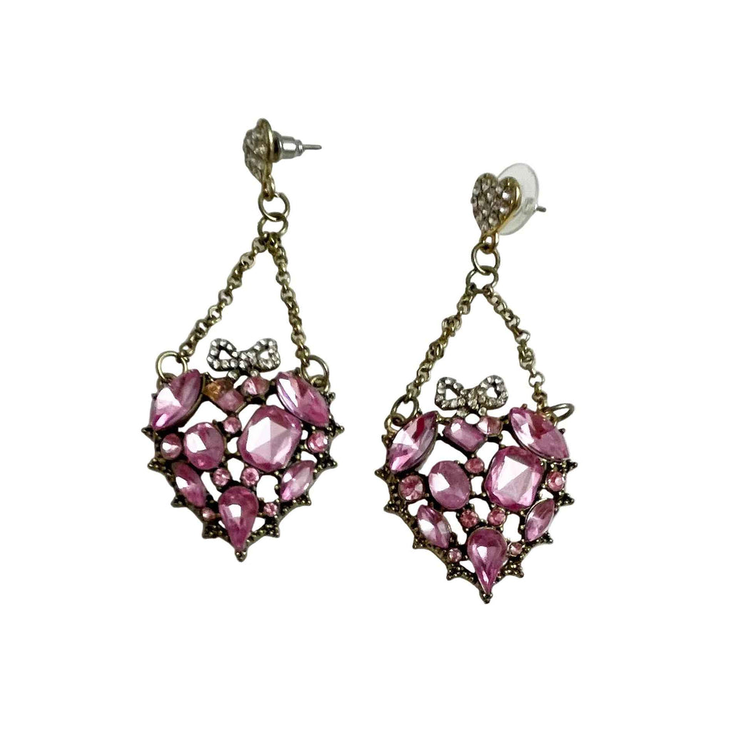 Pink Rhinestone Chandelier Rhinestone Earrings