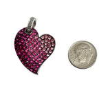 Sterling Pink Rhinestone Mother's Heart Pendant
