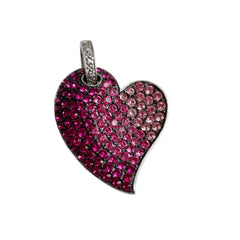 Sterling Pink Rhinestone Mother's Heart Pendant