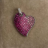 Sterling Pink Rhinestone Mother's Heart Pendant
