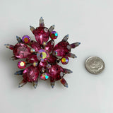 Pink Rhinestone Brooch Mid-Century Beau Jewels