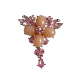 Pink Rhinestone Dangle Brooch