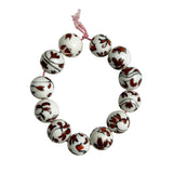 White & Rust Porcelain Floral Round 14mm Beads