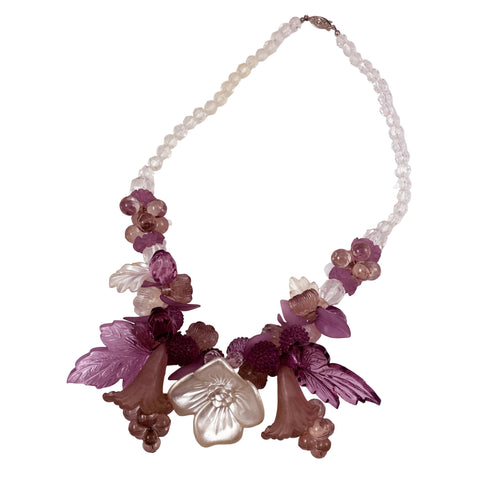Purple Floral Lucite Vintage Necklace
