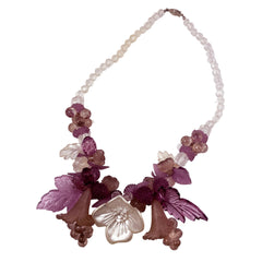 Purple Floral Lucite Vintage Necklace