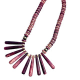 Purple Bone Statement Necklace Vintage Tribal