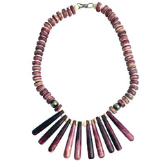 Purple Bone Statement Necklace Vintage Tribal