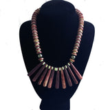 Purple Bone Statement Necklace Vintage Tribal