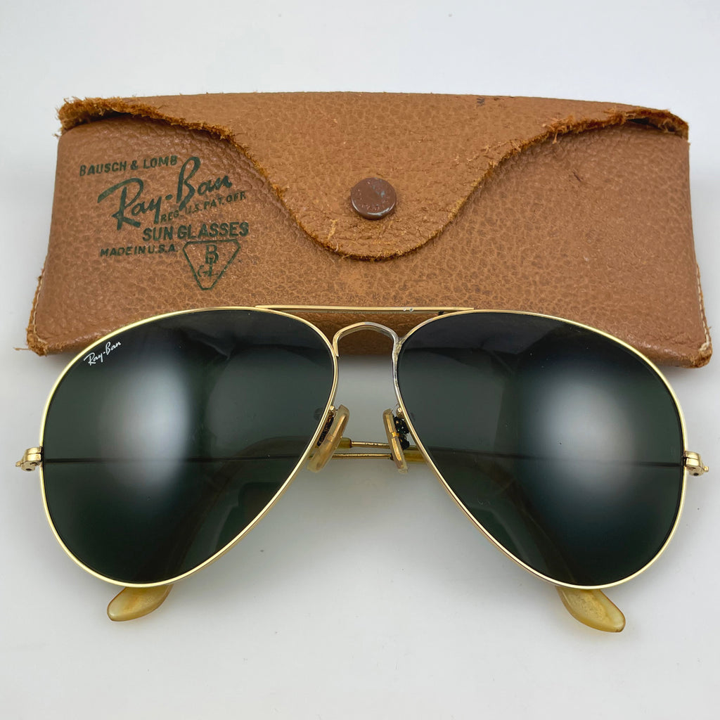 Gold Ray-Ban Aviator Sunglasses 1950's 62 – Estate Beads Jewelry