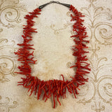 Native American Red Coral Sterling Silver Necklace