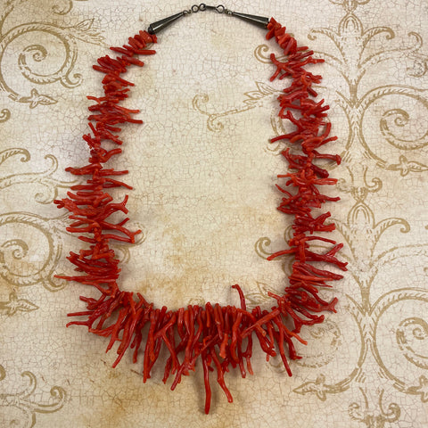 Native American Red Coral Sterling Silver Necklace – Estate Beads & Jewelry