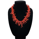 Native American Red Coral Sterling Silver Necklace