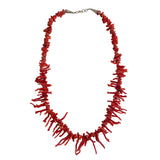 Native American Red Coral Sterling Silver Necklace