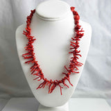 Native American Red Coral Sterling Silver Necklace