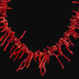Native American Red Coral Sterling Silver Necklace