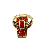 Red Coral 14Kt Gold Ring Vintage