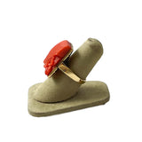 Red Coral 14Kt Gold Ring Vintage