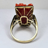 Red Coral 14Kt Gold Ring Vintage