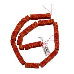 Red Sponge Coral Square Bead Strands 8mm