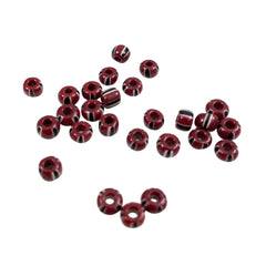 Maroon, Black & White Venetian Striped Trade Beads 5mm