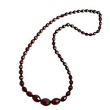 Cherry Red Bakelite Necklace Faceted Beads
