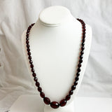 Cherry Red Bakelite Necklace Faceted Beads