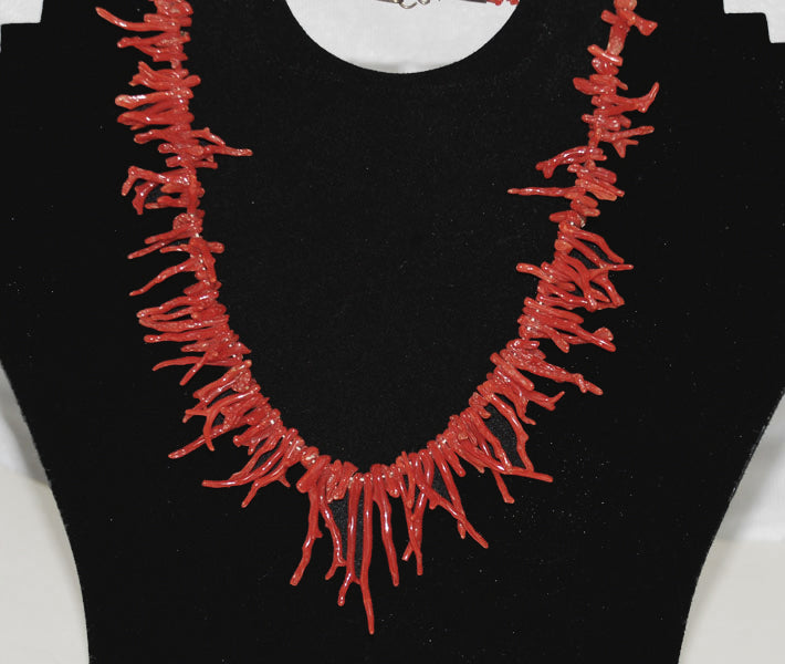 Native American Red Branch Coral Necklace